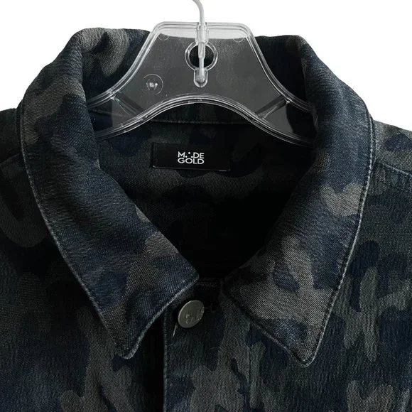 Made Gold dark green olive camo denim coord set skinny jeans + jean jacket